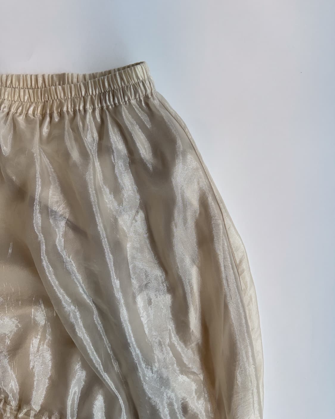 Beige Sheer Shirring Drawstring Skirt  상품이미지2