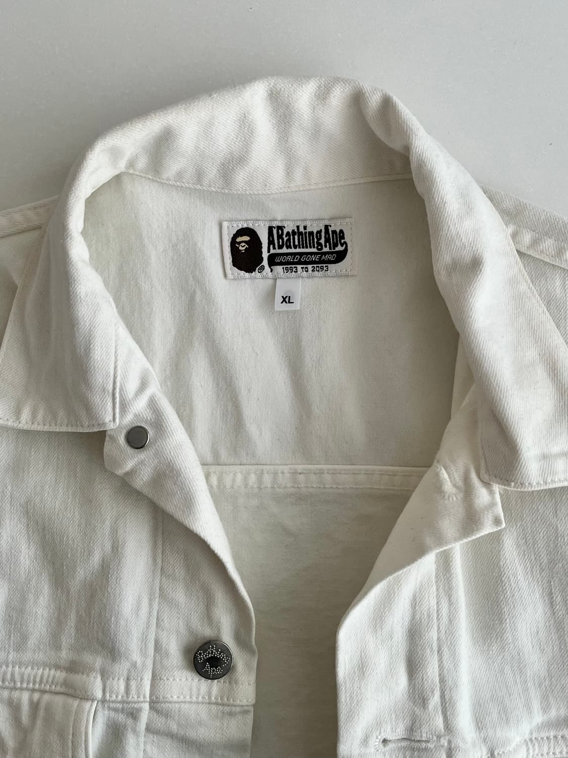 XL) A Bathing Ape 베이프 데님 자켓 화이트 상품이미지6