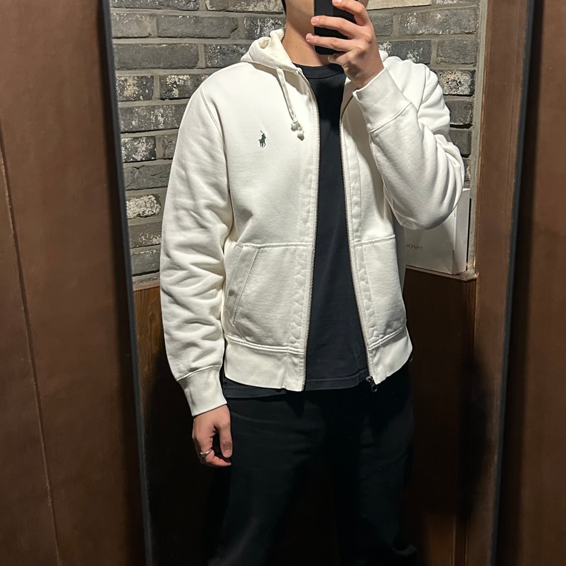 M) 폴로 랄프로렌 두산 후드집업 화이트/그린포니 상품이미지9