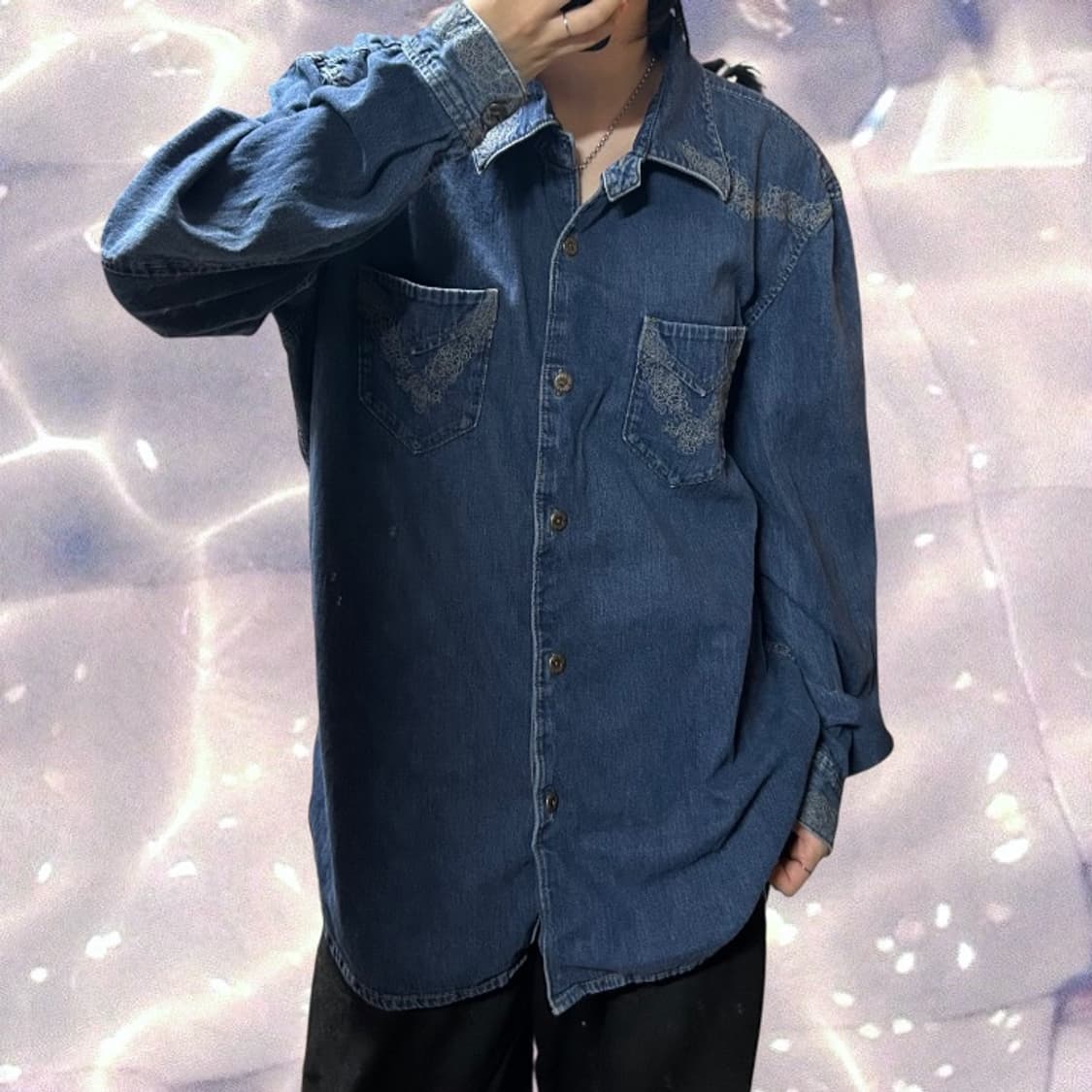 아르마니 익스체인지 오버핏 웨스턴 데님 셔츠 XL 상품이미지2