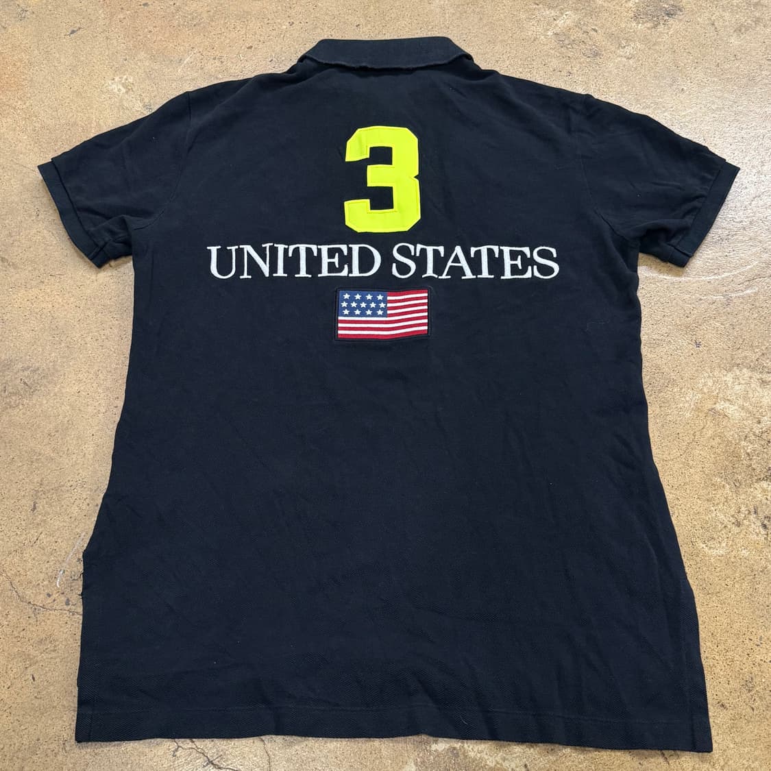 폴로 랄프로렌 블랙 USA 성조기 형광 빅포니 치프키프 카라 반팔 티 상품이미지4