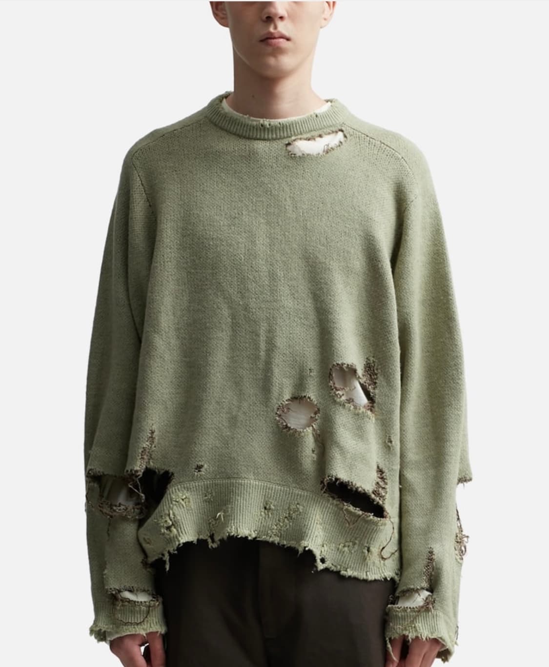 안셀름 데미지 니트 그린 ANCELLM DAMAGE KNIT 상품이미지3