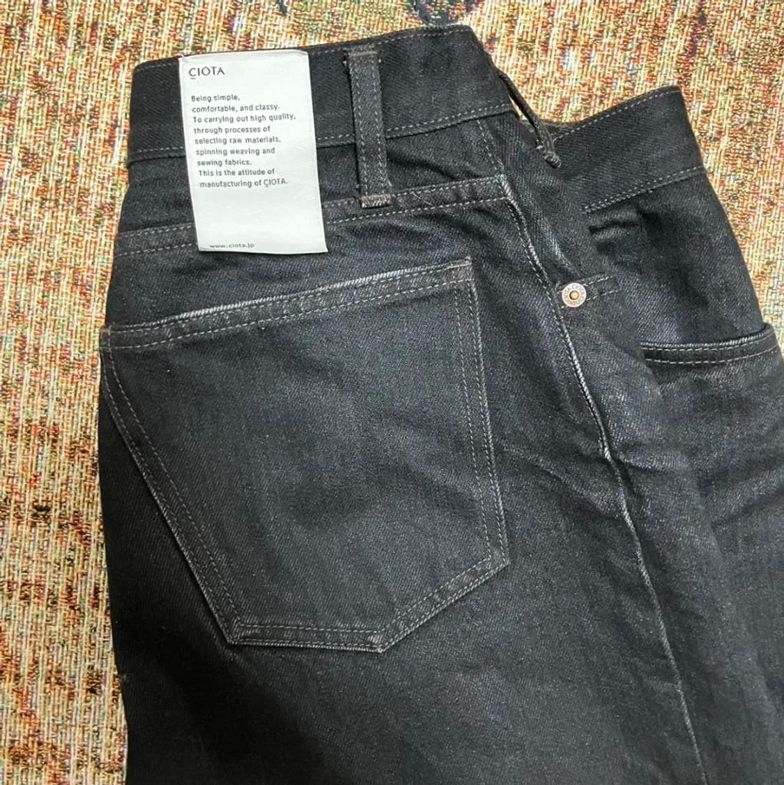시오타 5포켓 베기 블랙 데님 판매합니다. 상품이미지1