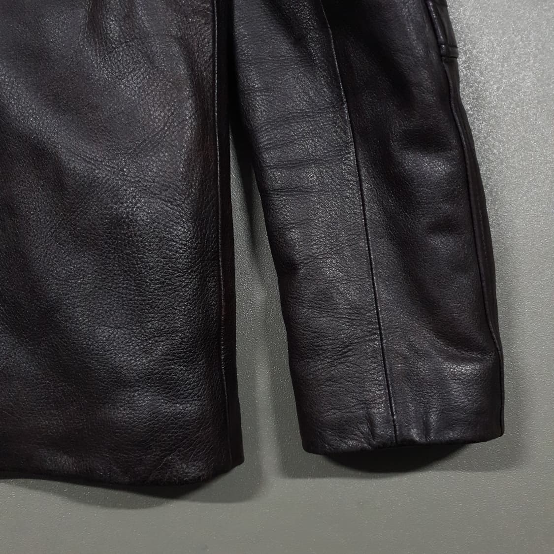 실측 M) 빈티지 양가죽 램스킨 엘보 디테일 레더 후드 자켓 브라운 상품이미지10
