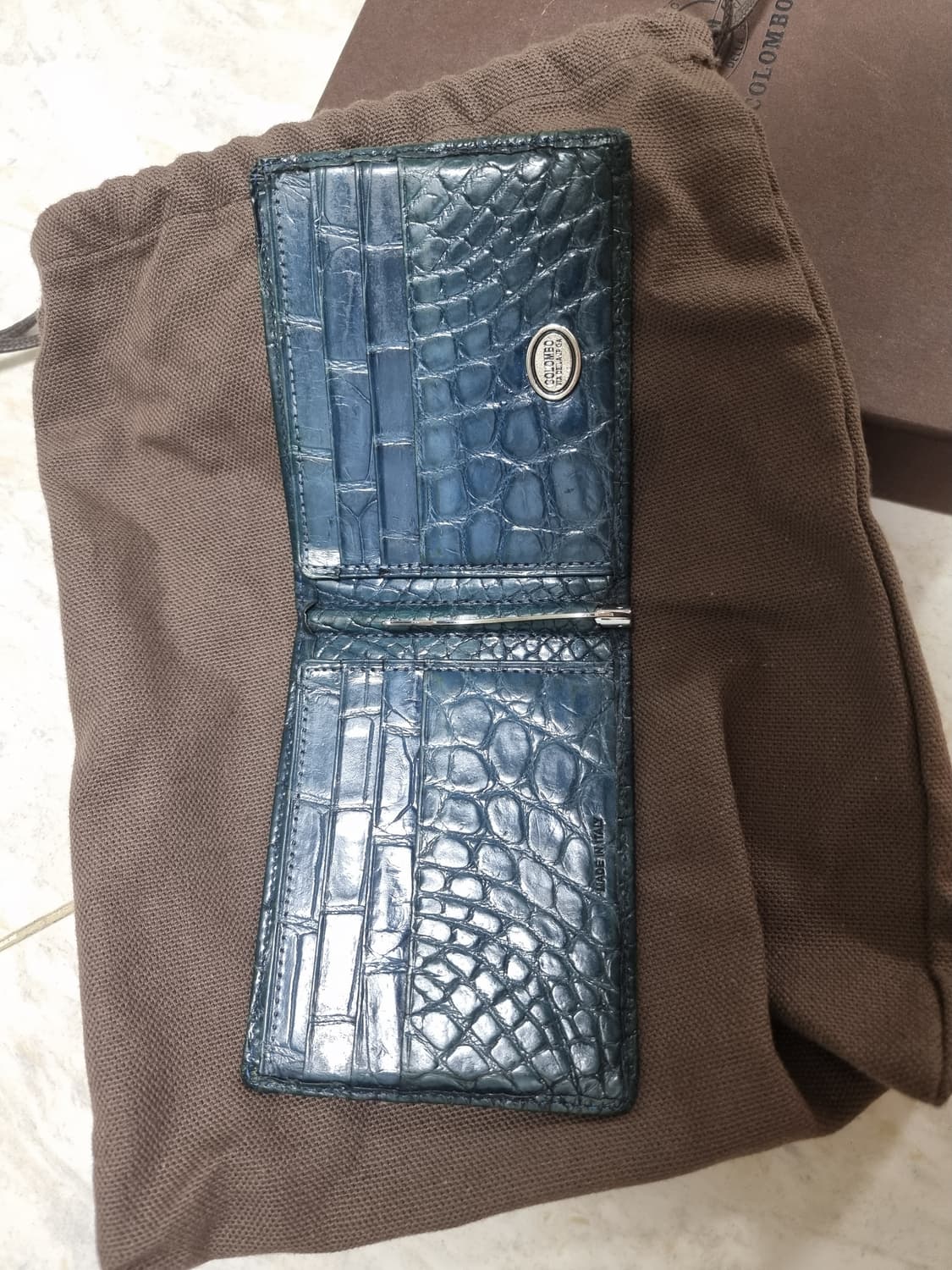 콜롬보 통와니 머니클립 지갑 반지갑 악어가죽 사파이어 에메랄드 상품이미지7