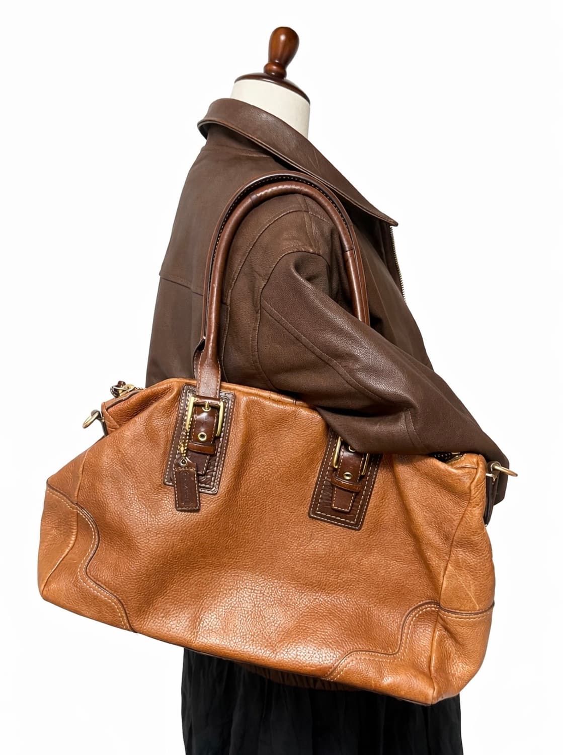 코치 빈티지 브라운 풀레더 숄더백 보스턴백 미디움 상품이미지1