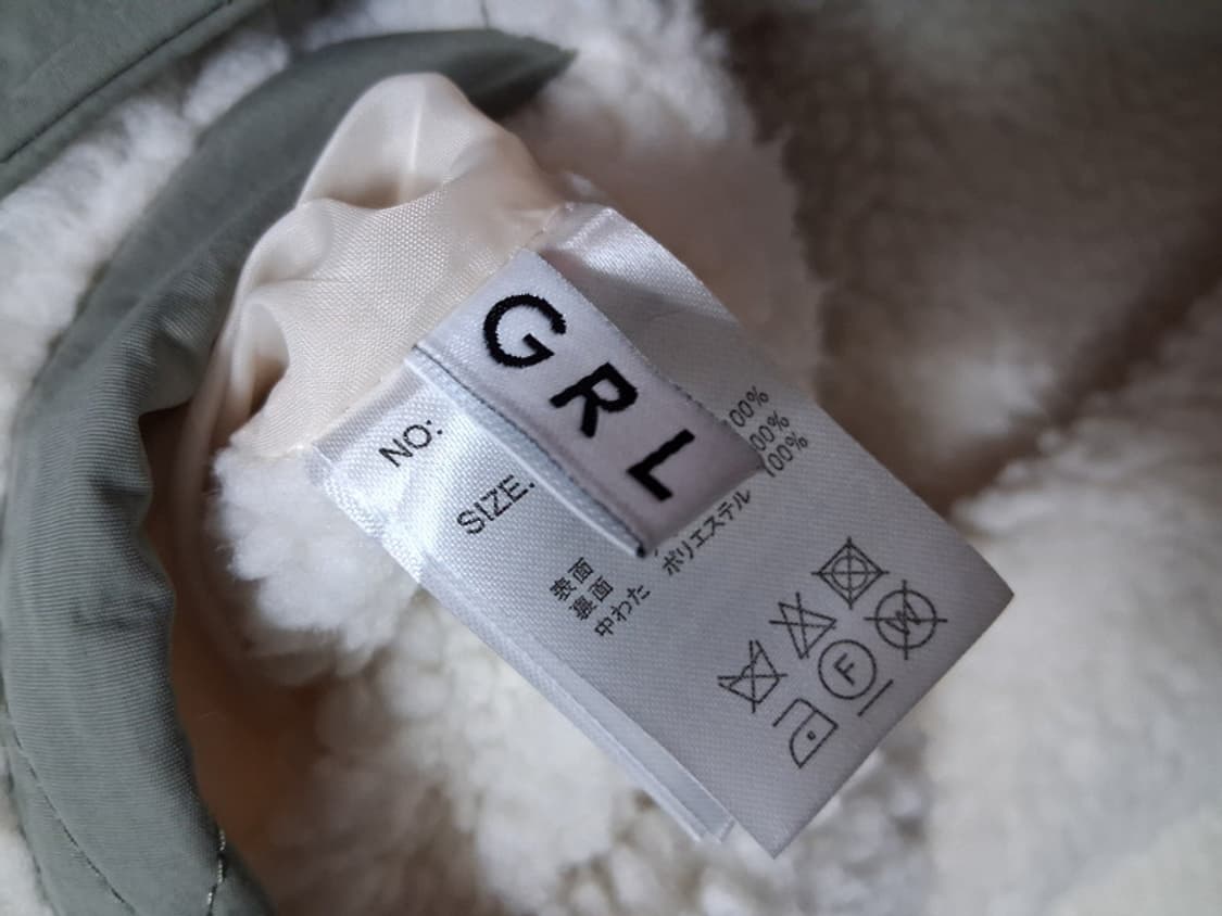 일본빈티지 GRL 화이트뽀글이 카키누빔 뽀글이 양면쟈켓 오버 핏 88크기 상품이미지8