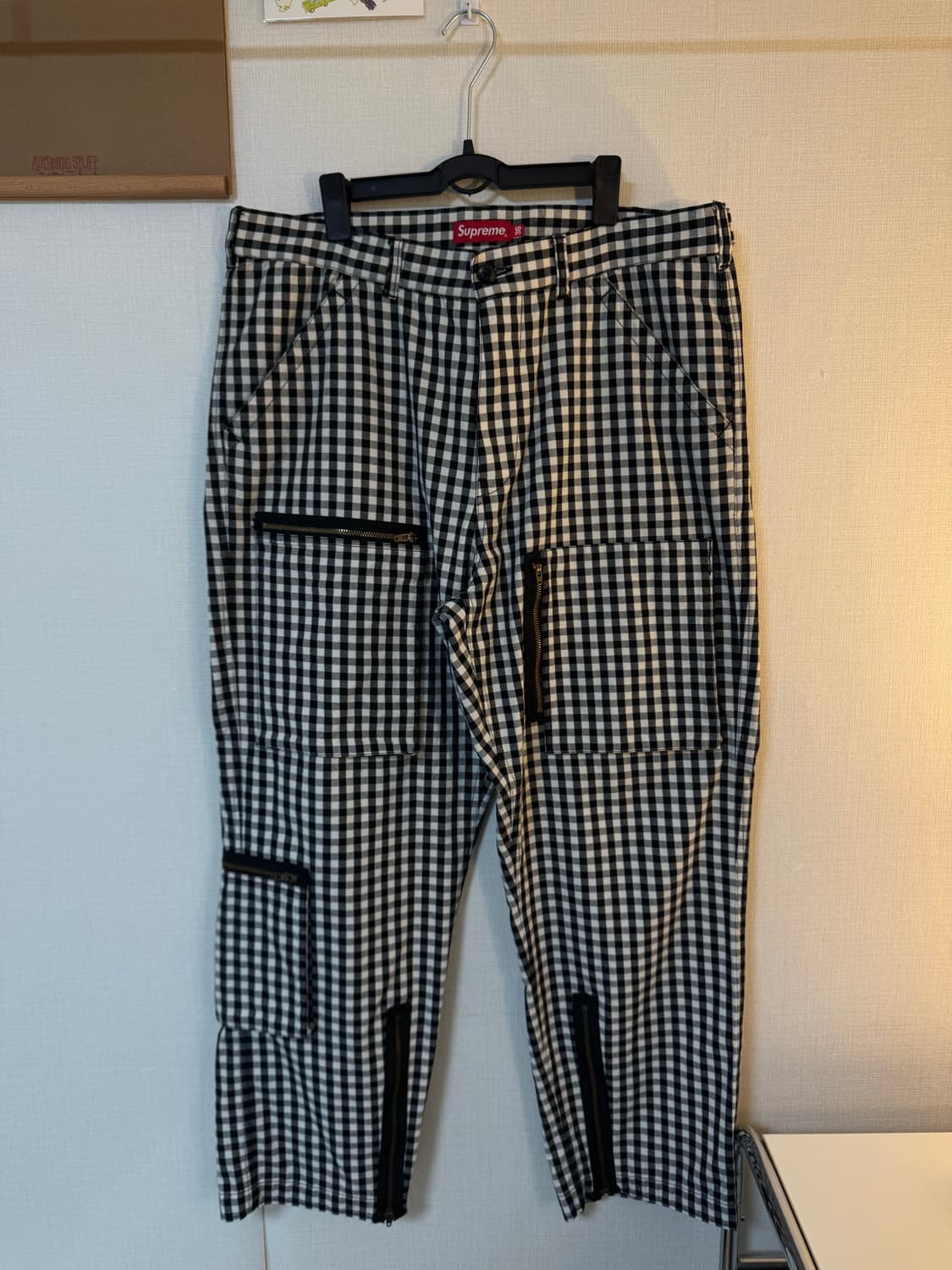 [36]슈프림 깅엄 플라이트 팬츠 블랙 - 23ss 상품이미지1