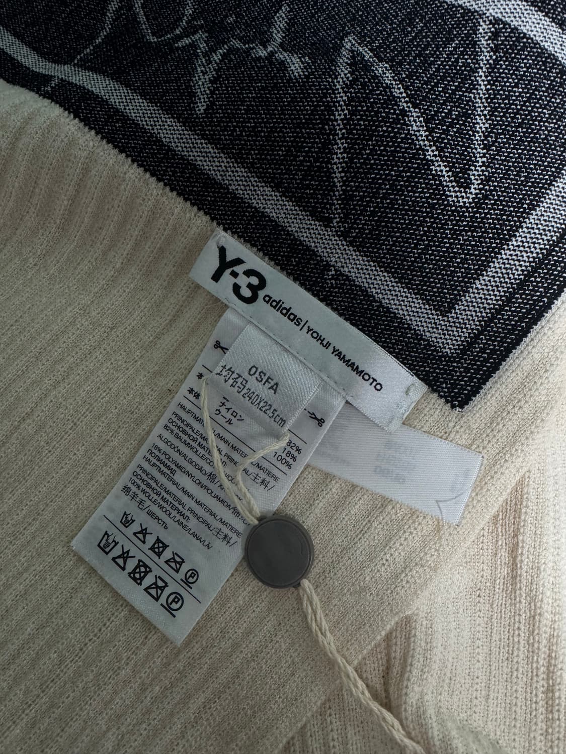 Y-3 요지 야마모토 남녀공용 울 머플러 목도리 아이보리  상품이미지4