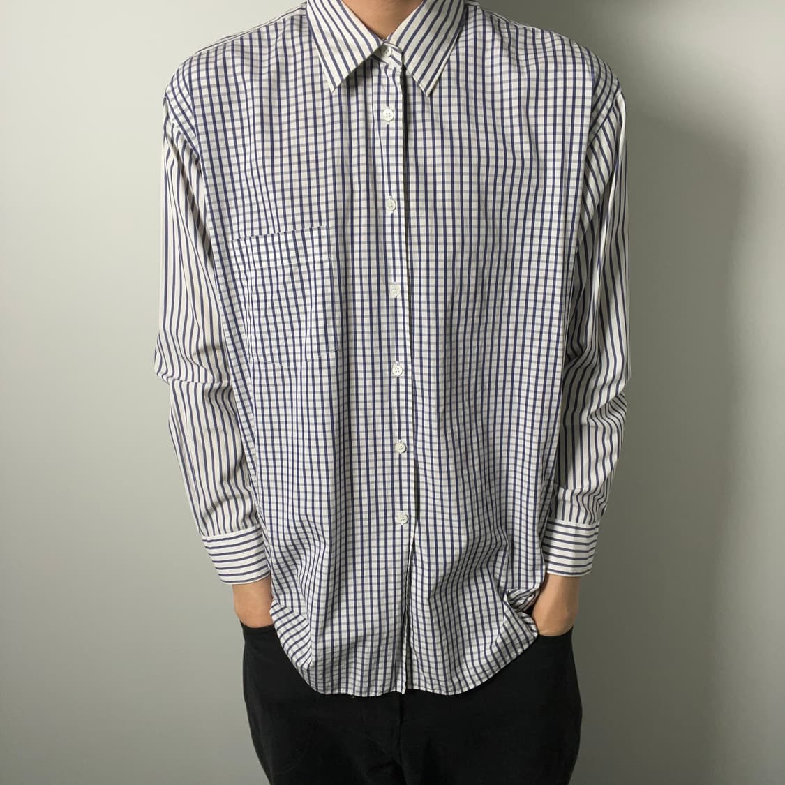 꼼데가르송 옴므 깅엄 체크 셔츠 M 상품이미지3