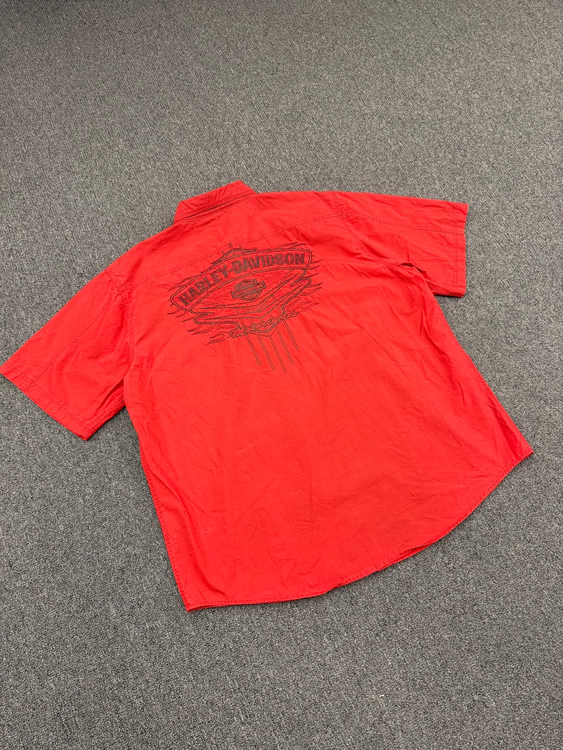 XL)할리데이비슨 빈티지 불꽃자수 로고 프린팅 반팔 셔츠 상품이미지5