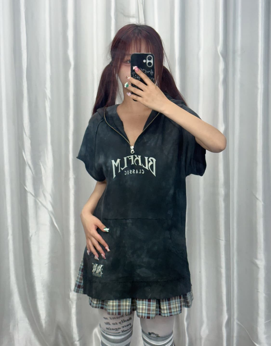 Tie-Dye Lettering Semi-Zipup Hood 상품이미지2