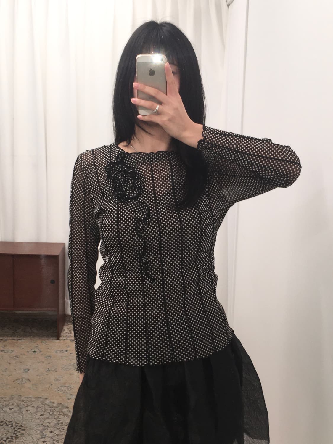 도트 시스루 슬리브 상품이미지3