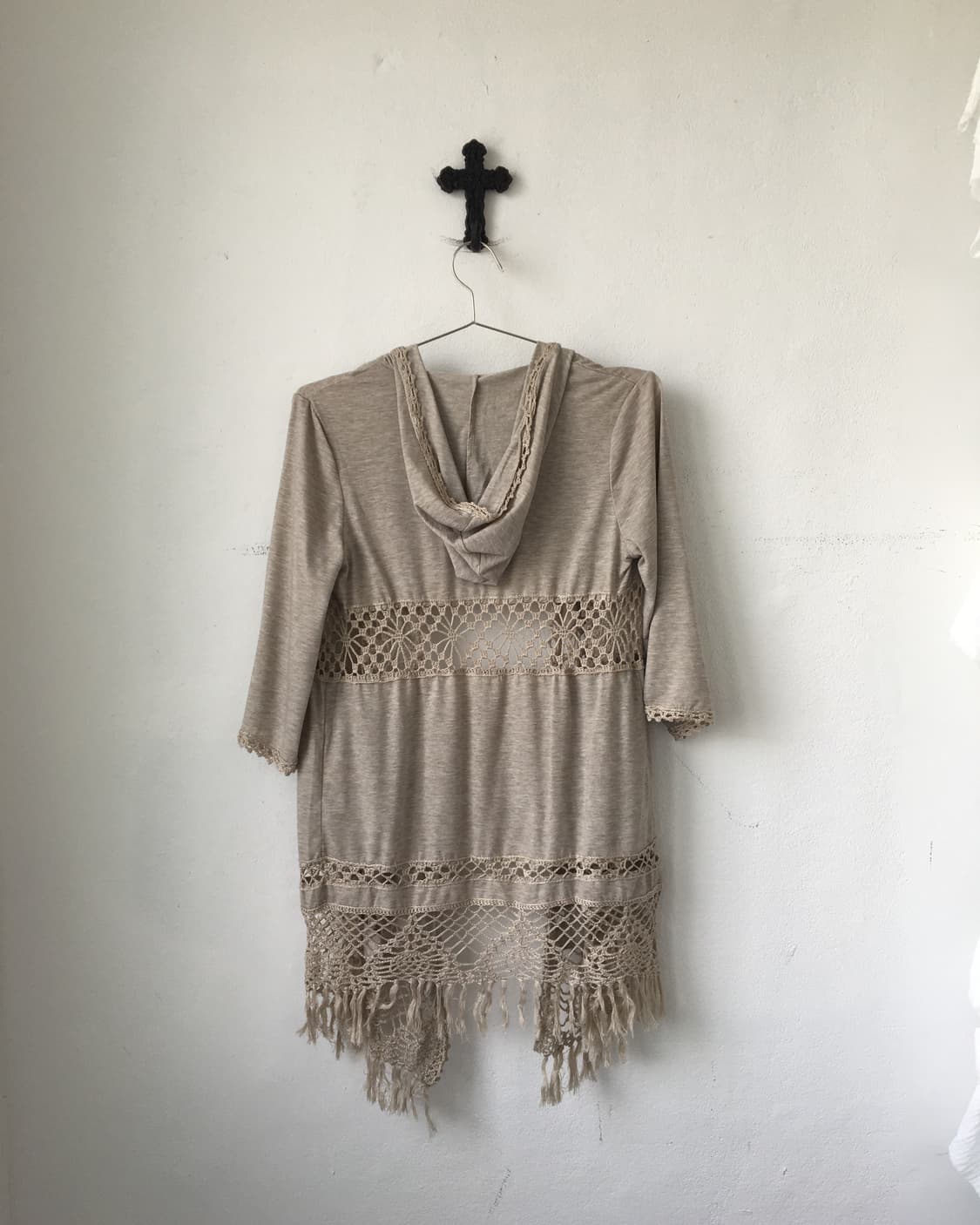 Fringe crochet layer hood open caridgan 상품이미지2