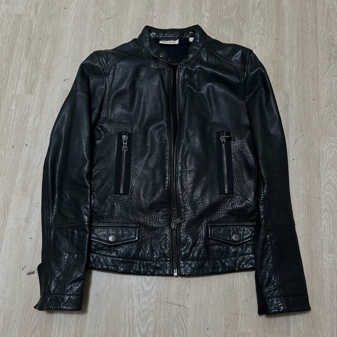 DKNY JEANS 클래식 천연 소가죽 싱글 라이더 가죽자켓 S 상품이미지1