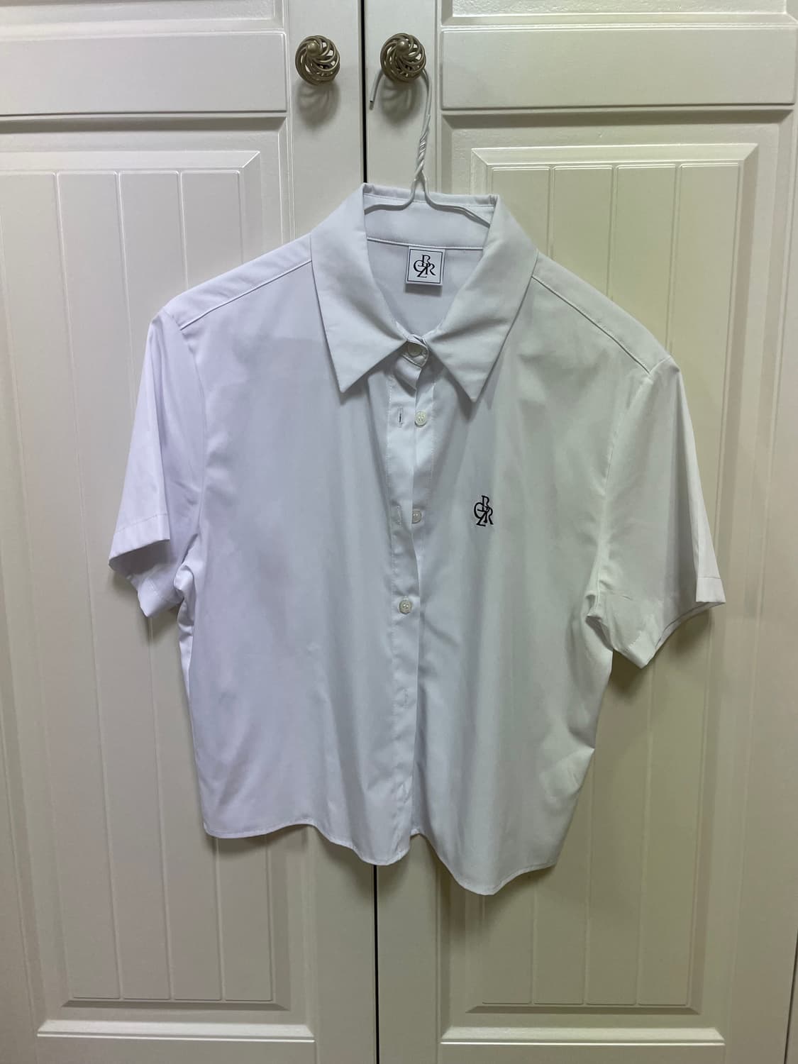 시티브리즈 크롭 반팔 셔츠 (스카이블루/화이트) 상품이미지4