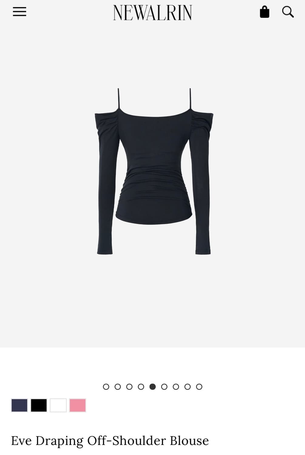 뉴얼린) Eve Draping Off-Shoulder Blouse BK 상품이미지2