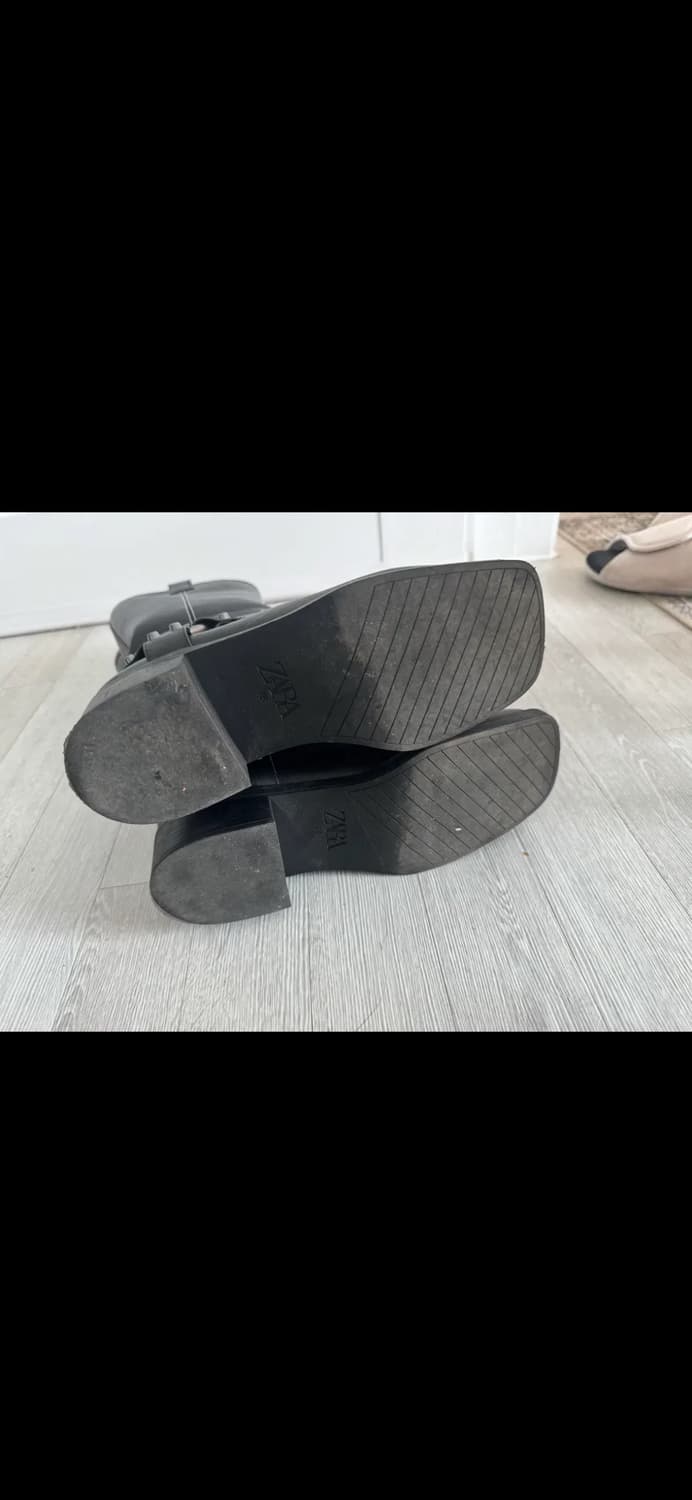 자라 zara 블랙 스티치 바이커 웨스턴 롱 부츠 38 245 상품이미지7