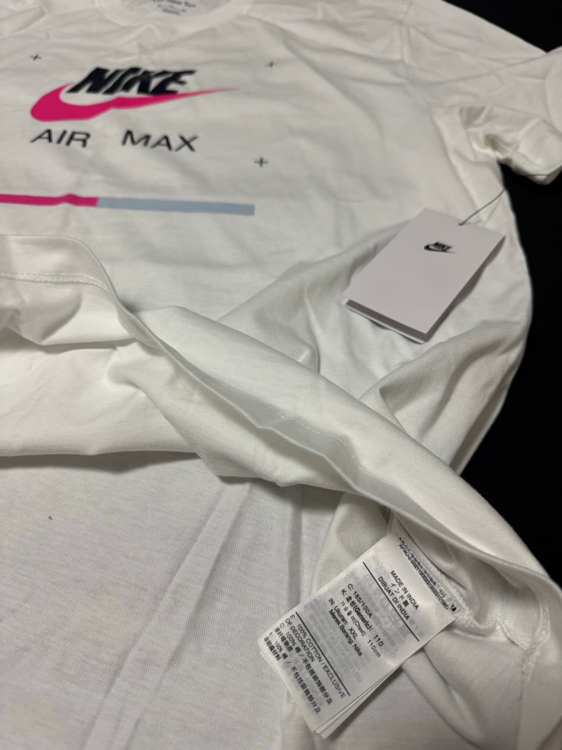 정품새제품 나이키 에어맥스 핑크스우시 로고 반팔 2XL(110) 상품이미지3