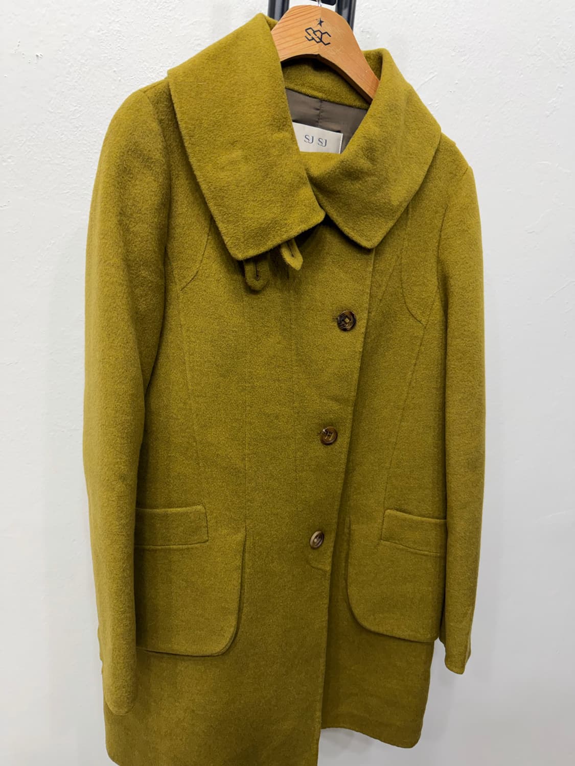정품) SJ SJ 한섬 올리브색 모직 코트 55-66 상품이미지2
