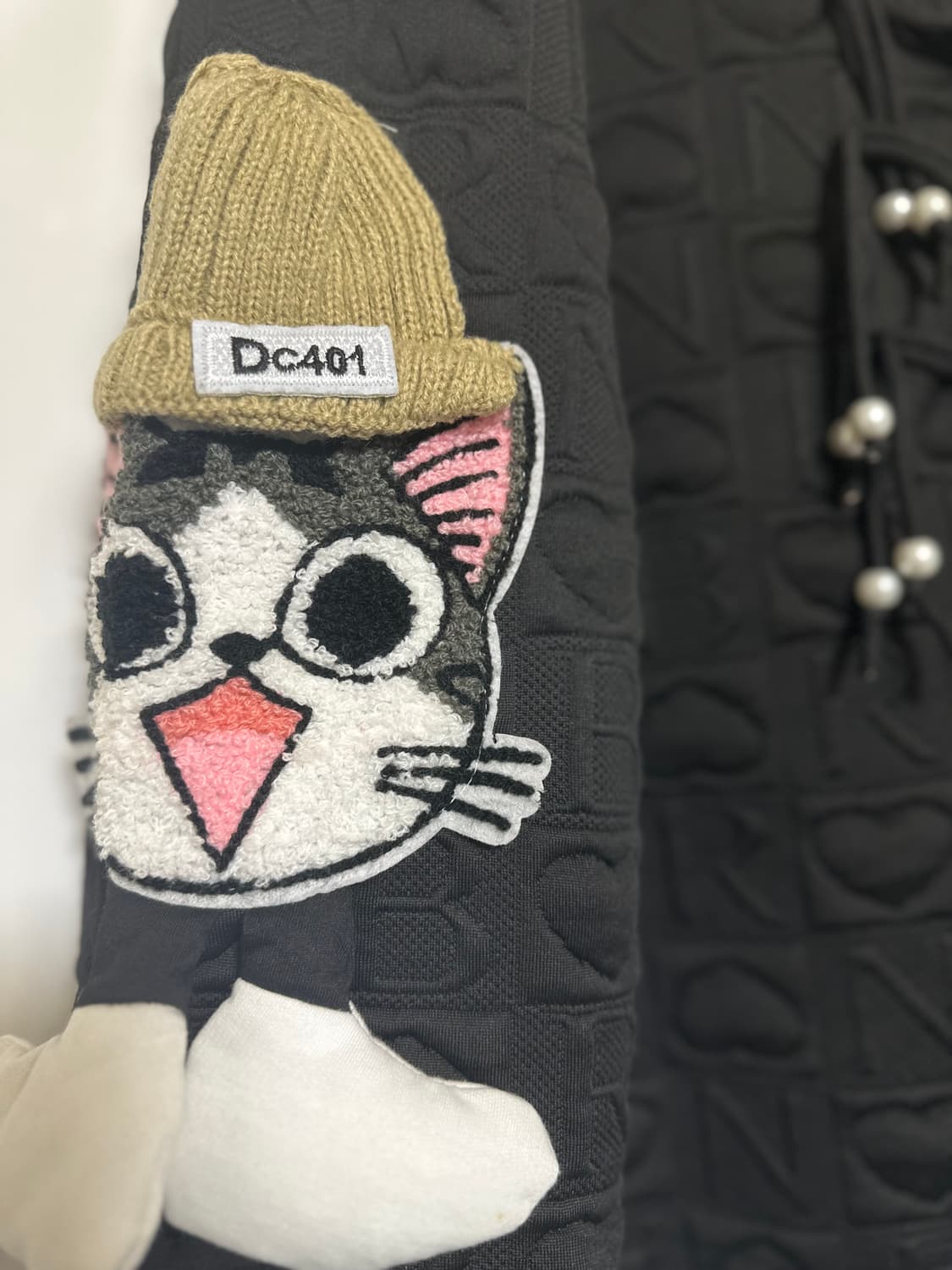 고양이 캐릭터 엠보싱 맨투맨 원피스 상품이미지3