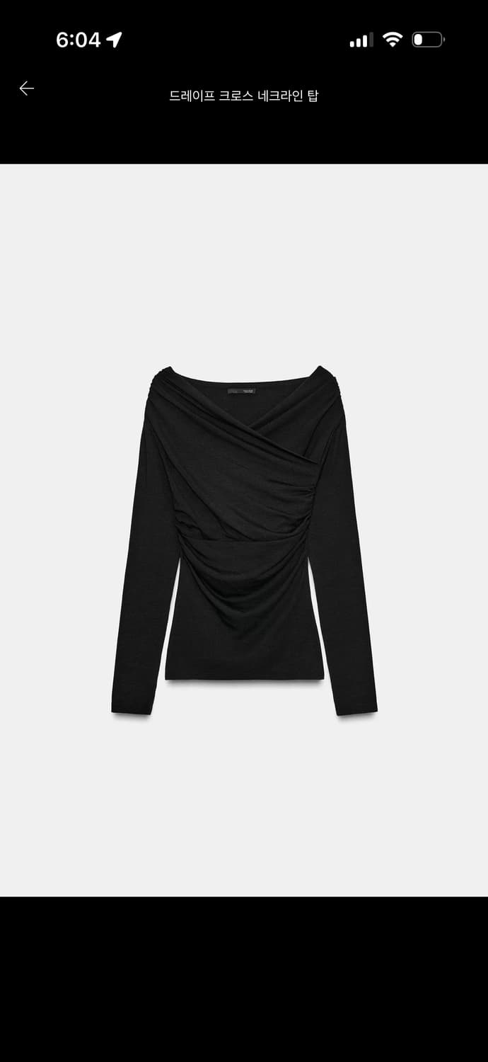 자라 드레이프 크로스 네크라인 탑 블랙 S 상품이미지2