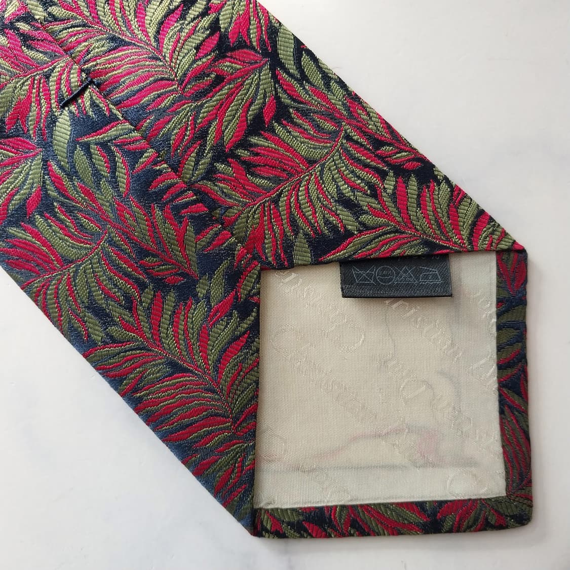 크리스찬 디올 실크 네이비 리프 자카드 넥타이 9cm A+등급 K1871 상품이미지9