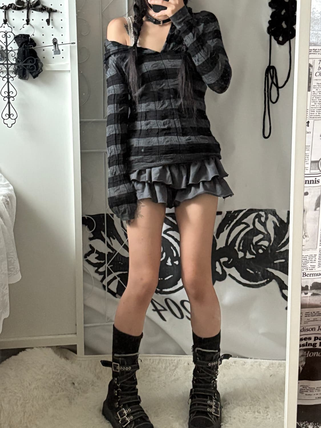 • striped knit hood  • 상품이미지7
