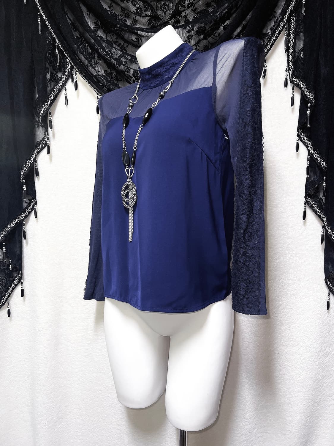 세실맥비 오네갸루 히메 섹시 시스루 레이스 블라우스 아게하 고스펑크 핀터 상품이미지5