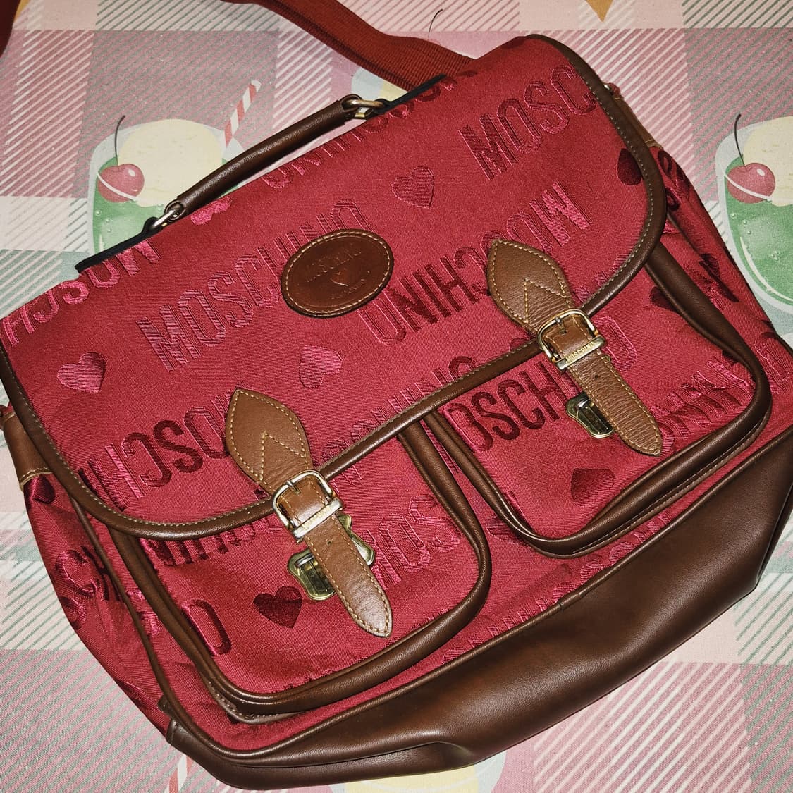 00s 러브 모스키노 레더 캔버스 벨트 크로스백 상품이미지9