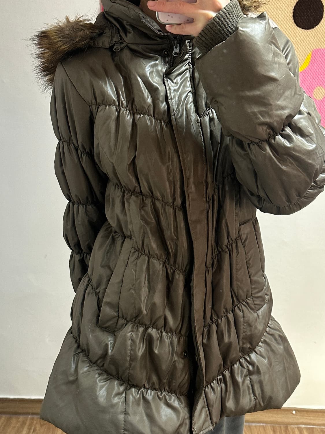 빈티지 밀리터리 카키 셔링 패딩 코트 오네갸루 로걀 공겜여주 그런지 고딕 상품이미지1