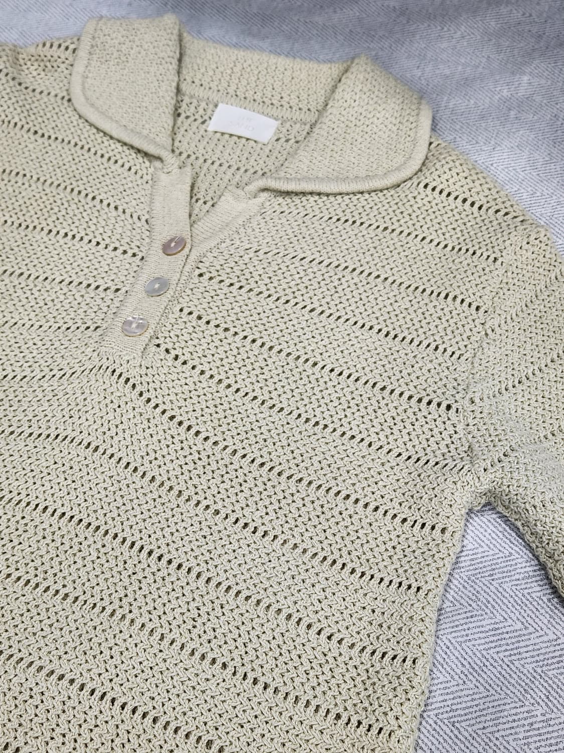 [F] 더샌드 the sand 반팔 카라 니트 연그린 상품이미지10