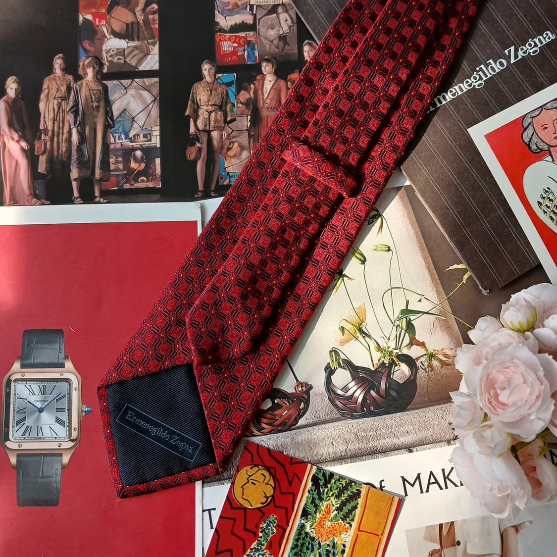 제냐 실크 레드 자카드 넥타이 9.4cm A+등급 A19622
 상품이미지5