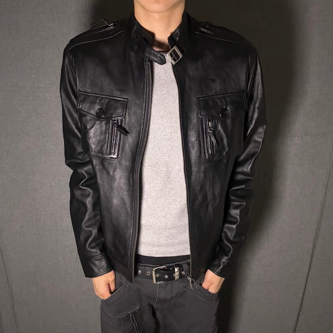 lamb skin pocket leather jacket 상품이미지2