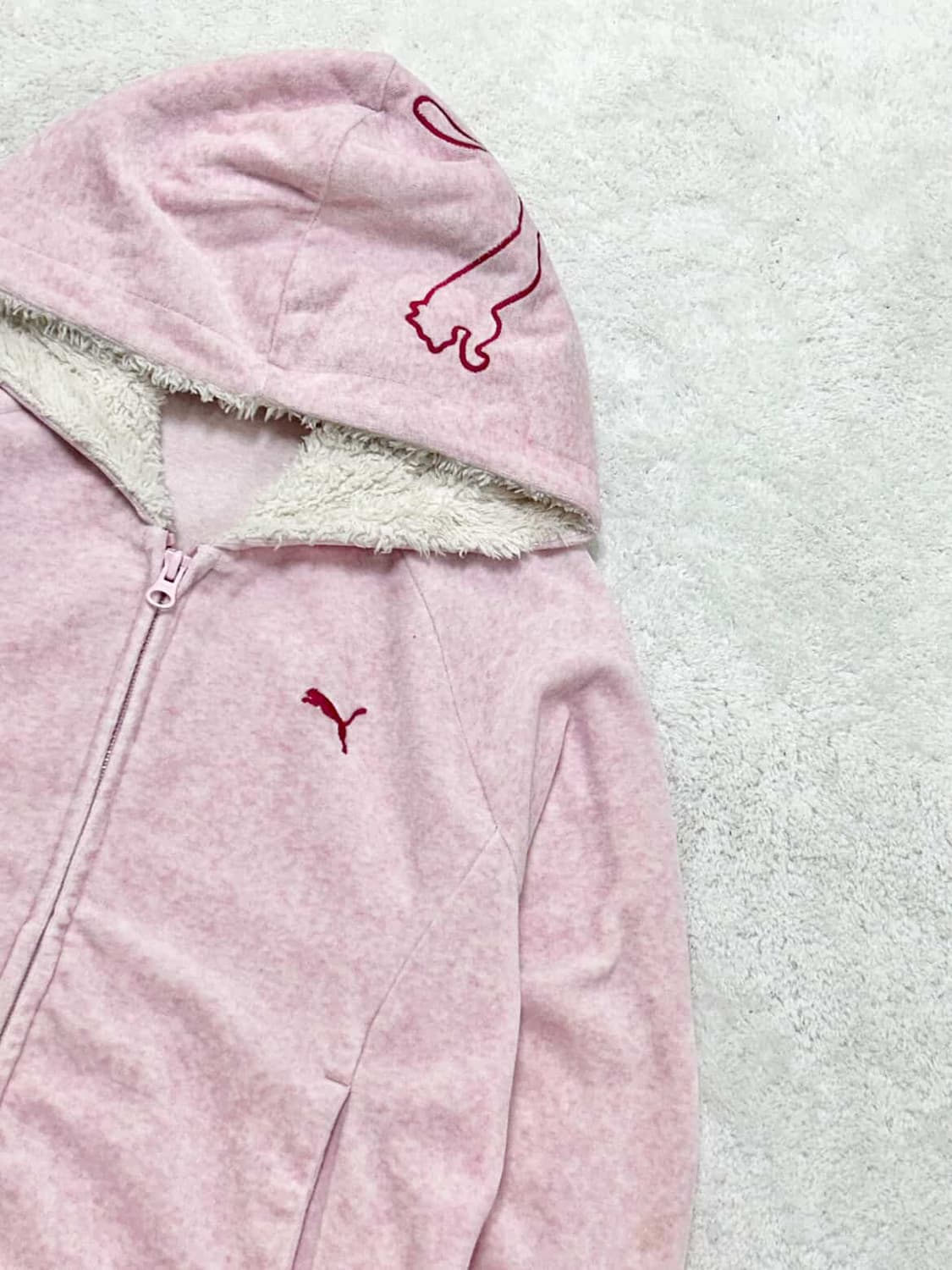 퓨마 JAPAN 뮤트핑크 벨벳 후드집업 상품이미지7