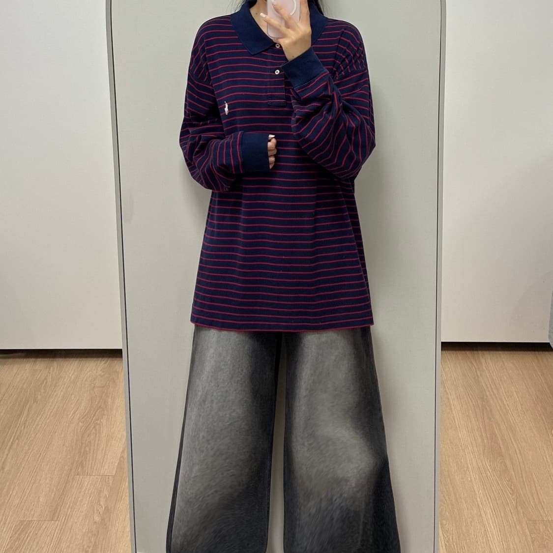 폴로 랄프로렌 스트라이프 카라 긴팔 티셔츠 상품이미지1