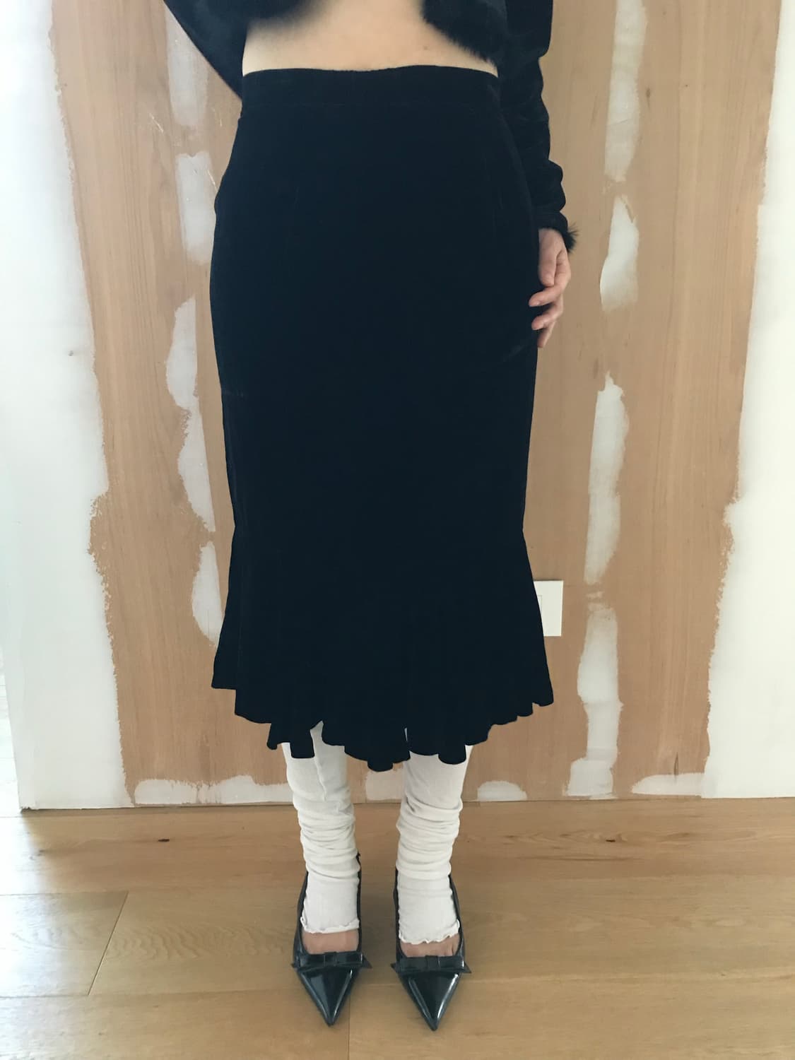 vintage velvet frill skirt (26inch) 상품이미지1