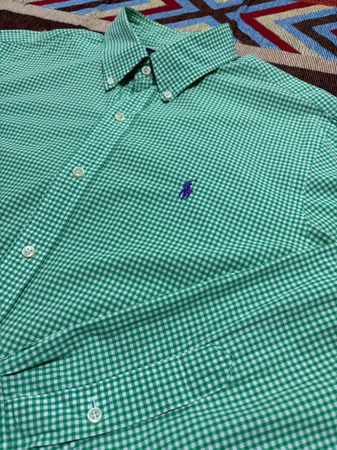 L) 폴로 랄프로렌 깅엄체크 셔츠 그린 상품이미지4
