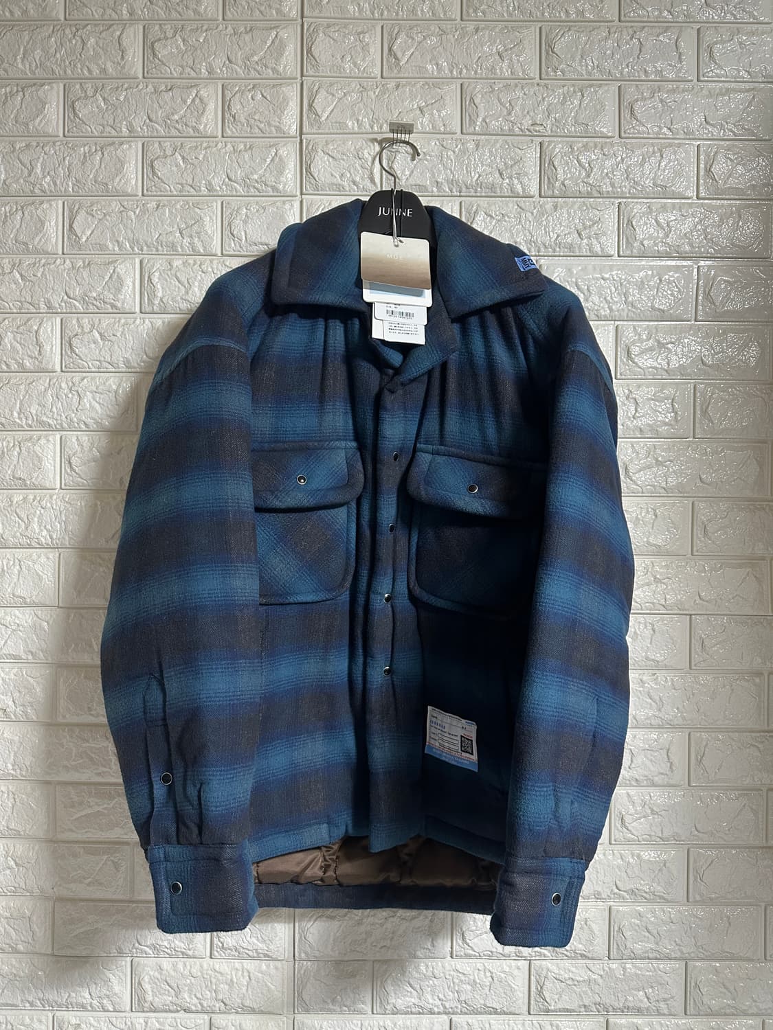 메종 미하라 야스히로 패디드 체크셔츠 블루 44 상품이미지4