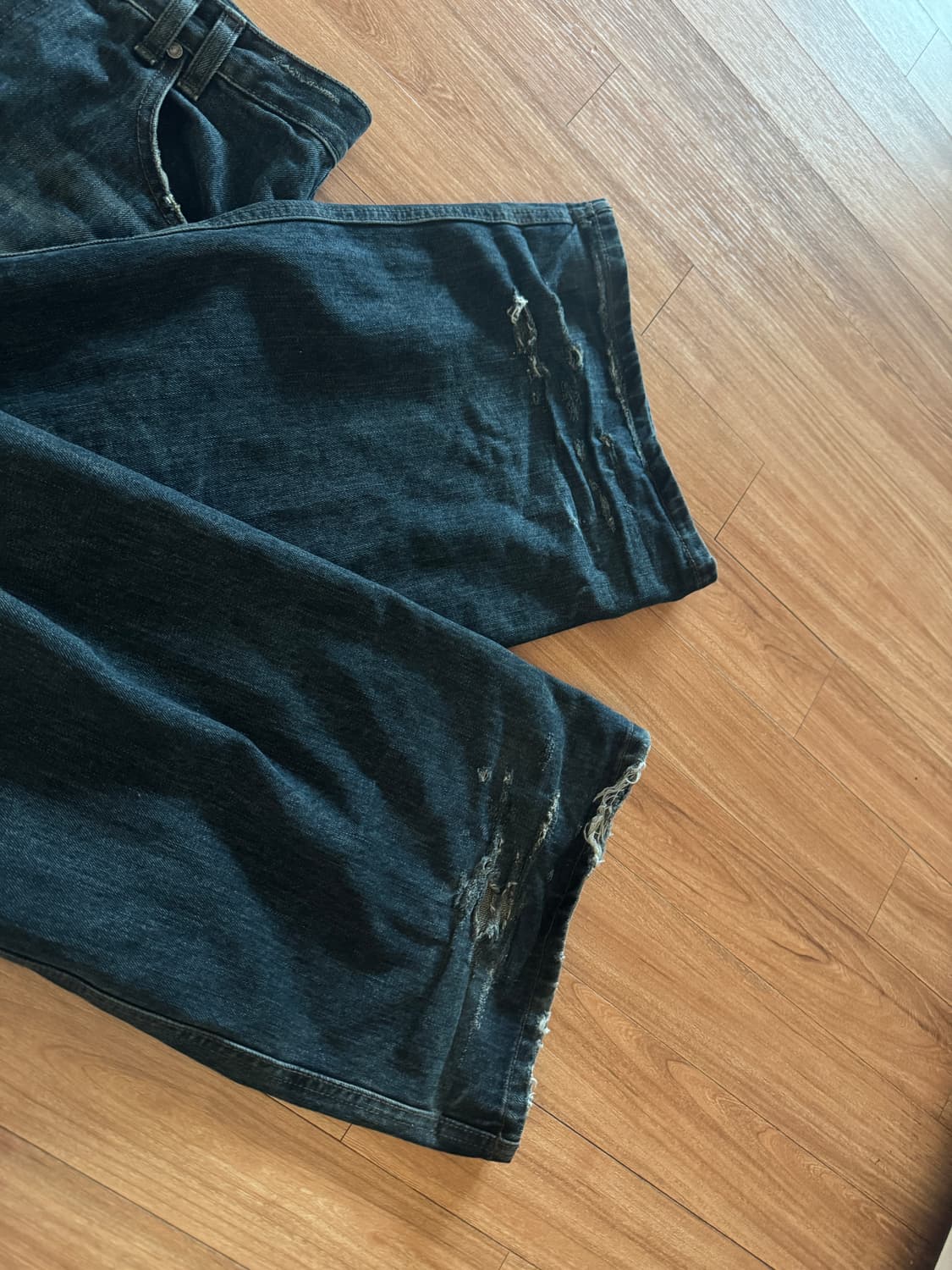 플리즈노팔로우 25Damaged Washing Wide Denim S 상품이미지6