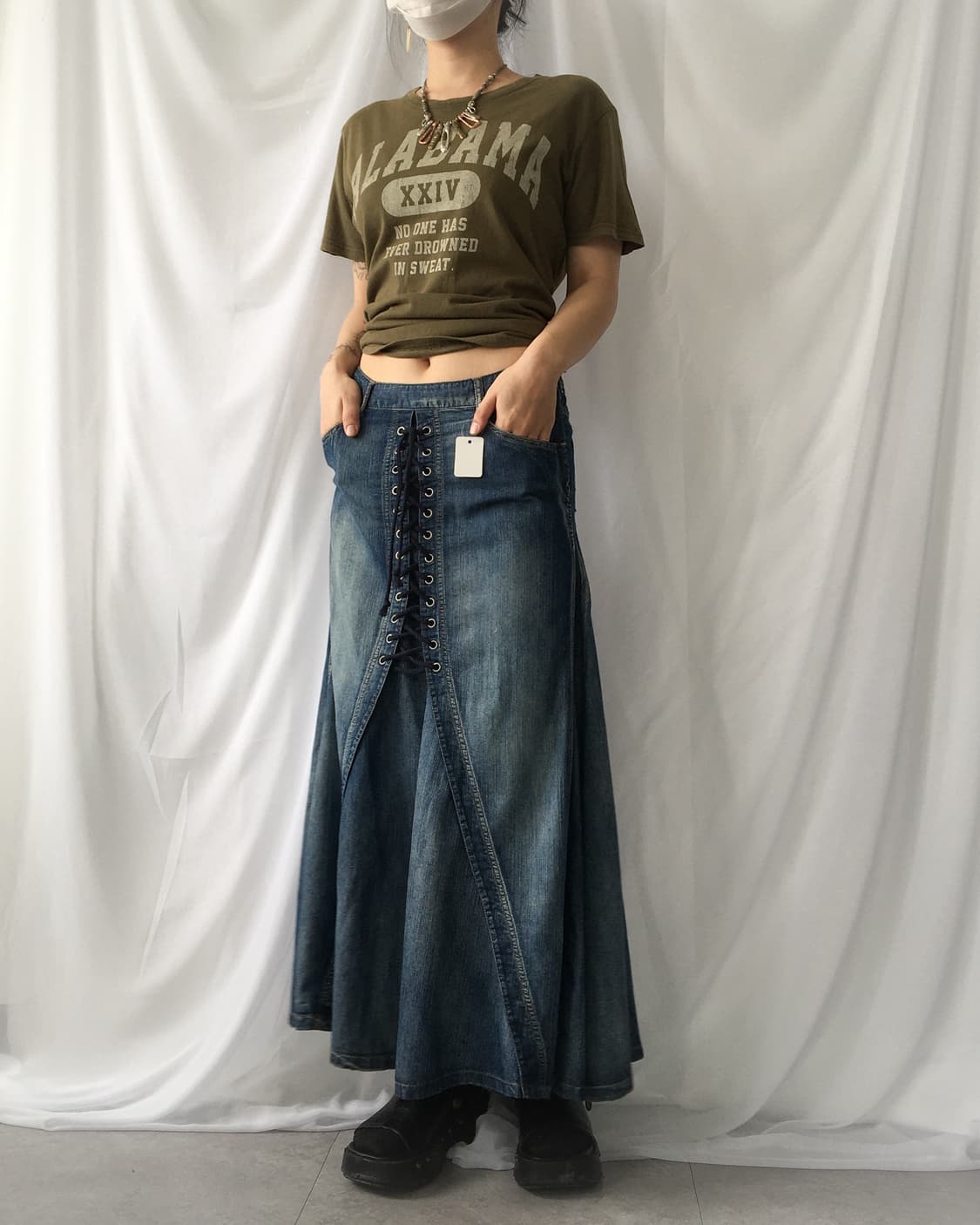 Lettering printing khaki t shirt 상품이미지6