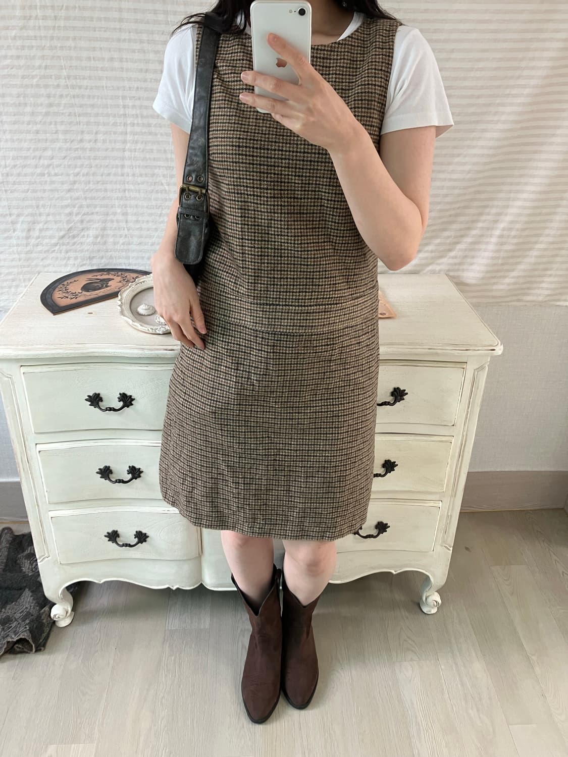 jpn vintage 아가일 패턴 민소매 원피스 y2k 스트릿 갸루 펑키 상품이미지1