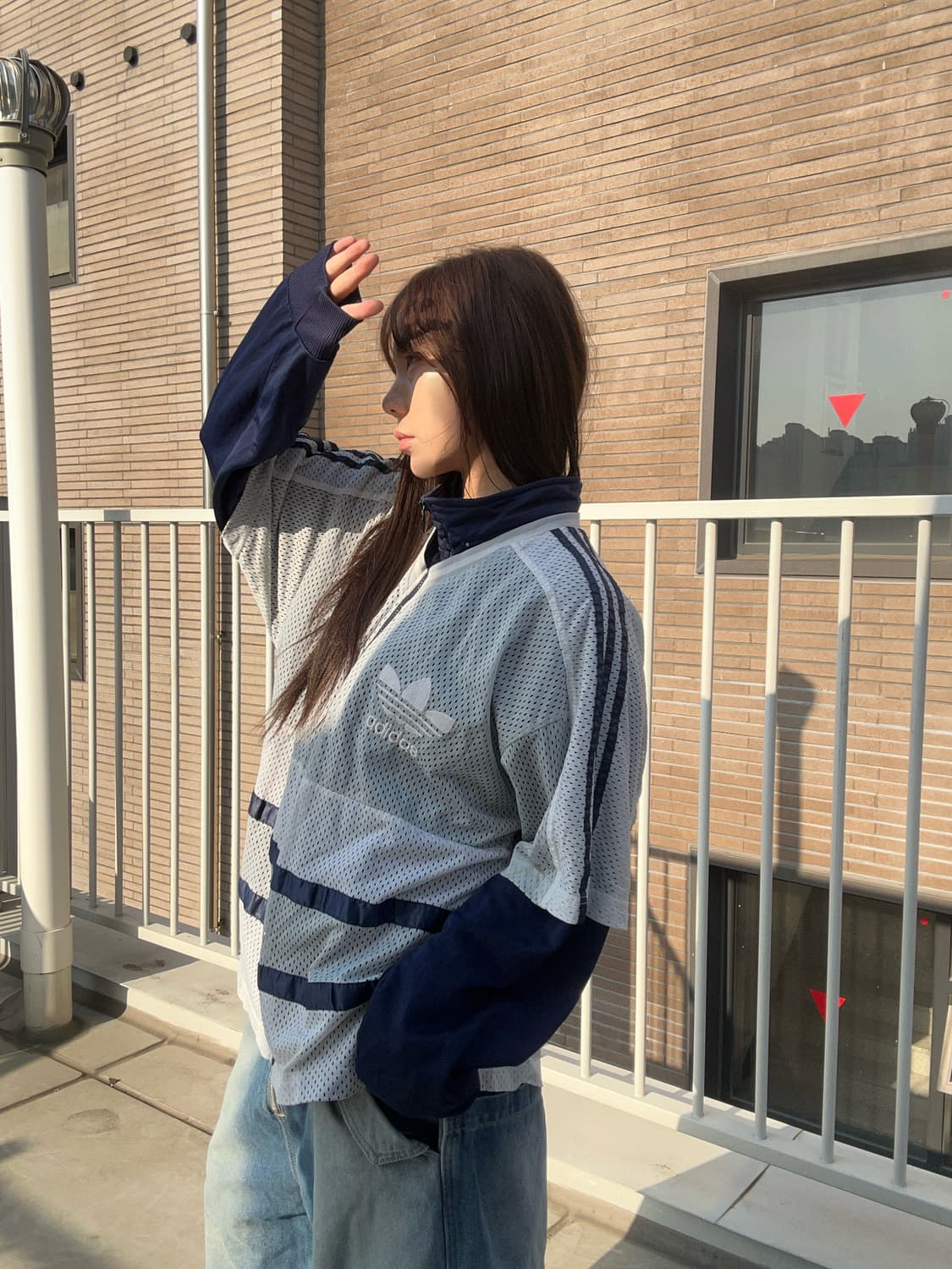 90s ADIDAS 파이어버드 매쉬 레이어드 져지 상품이미지3