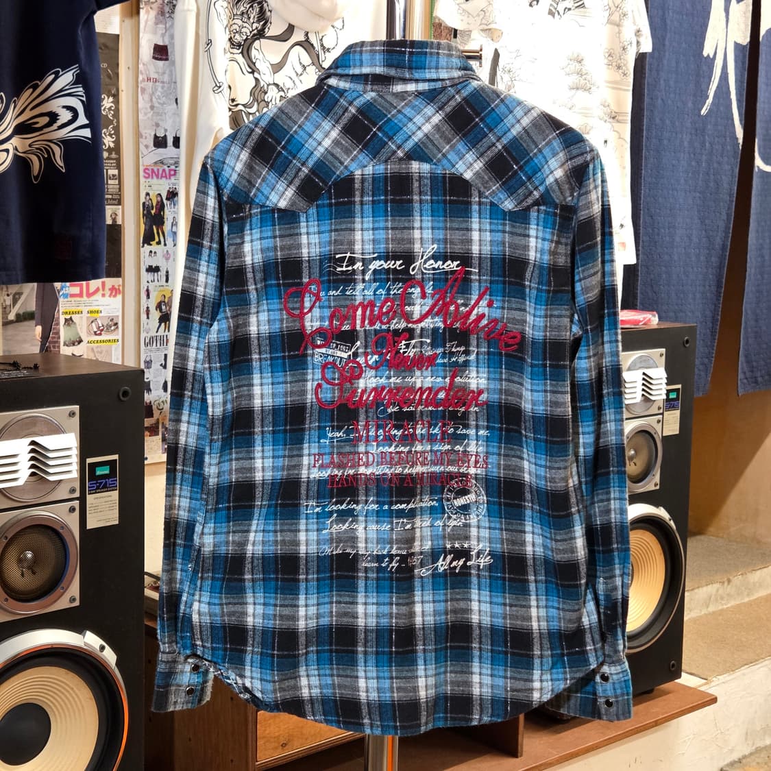 JPN 블루 체크 자수 셔츠 상품이미지5