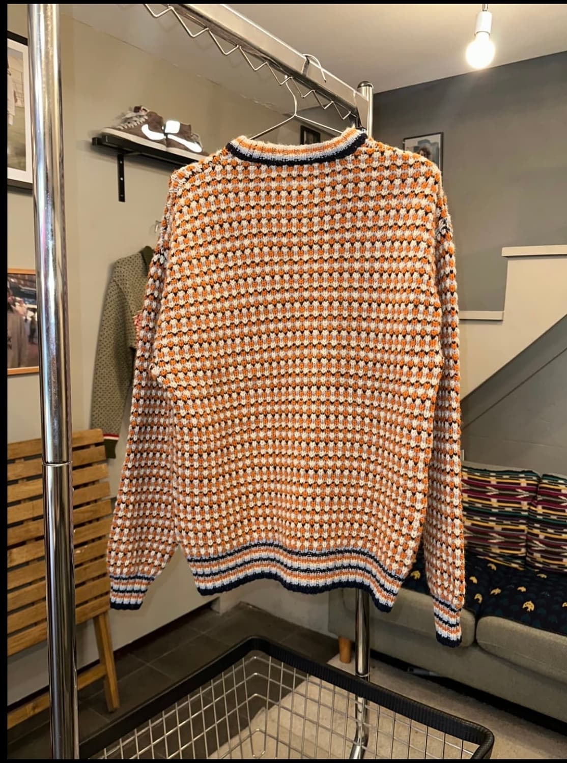 빔즈 체크 패턴 울 니트 BEAMS 상품이미지6