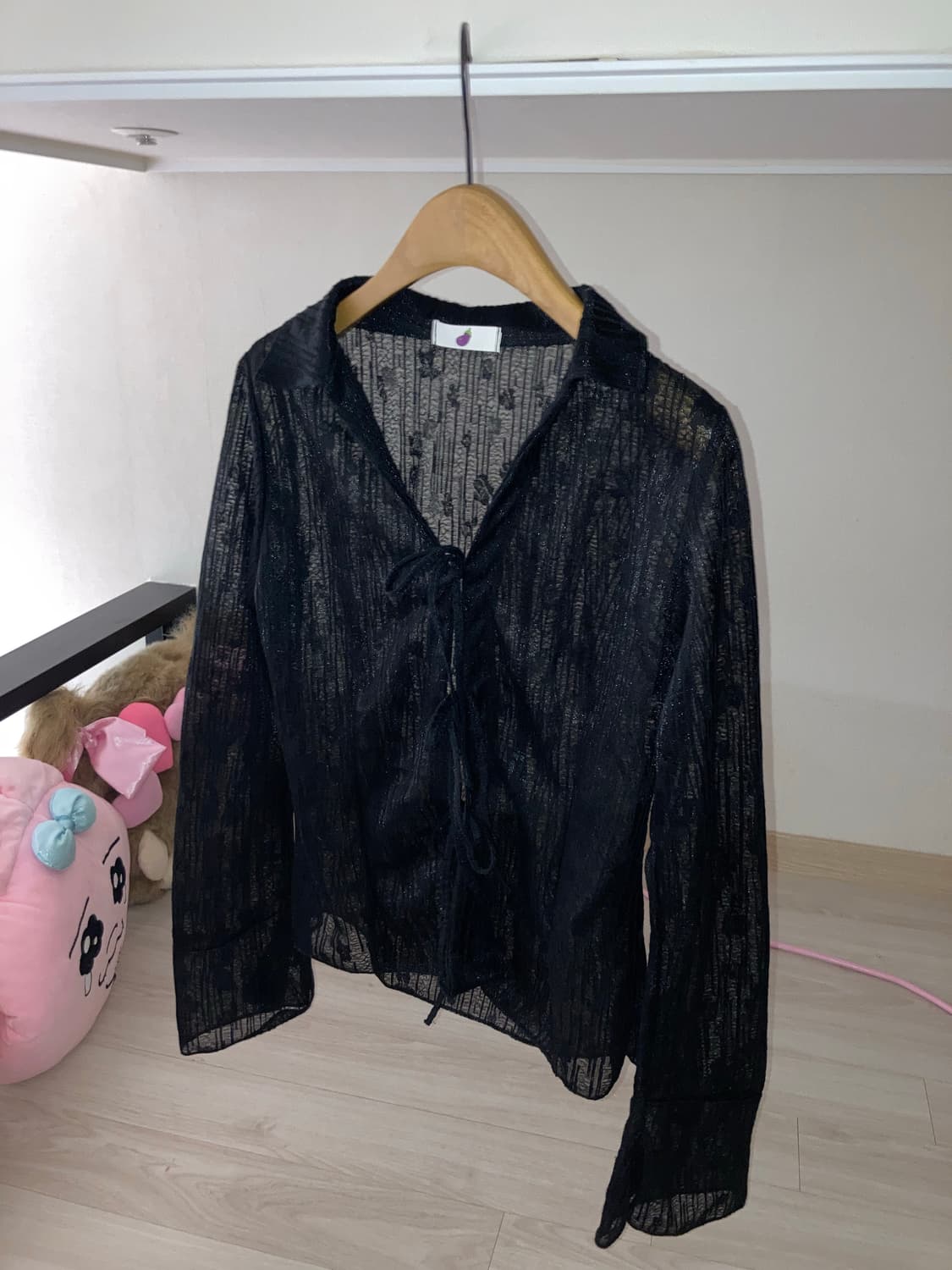 긱시크 고딕펑크 갸루 지뢰계 슬리브리스 시스루 가디건 레드 유광 숄더백  상품이미지3