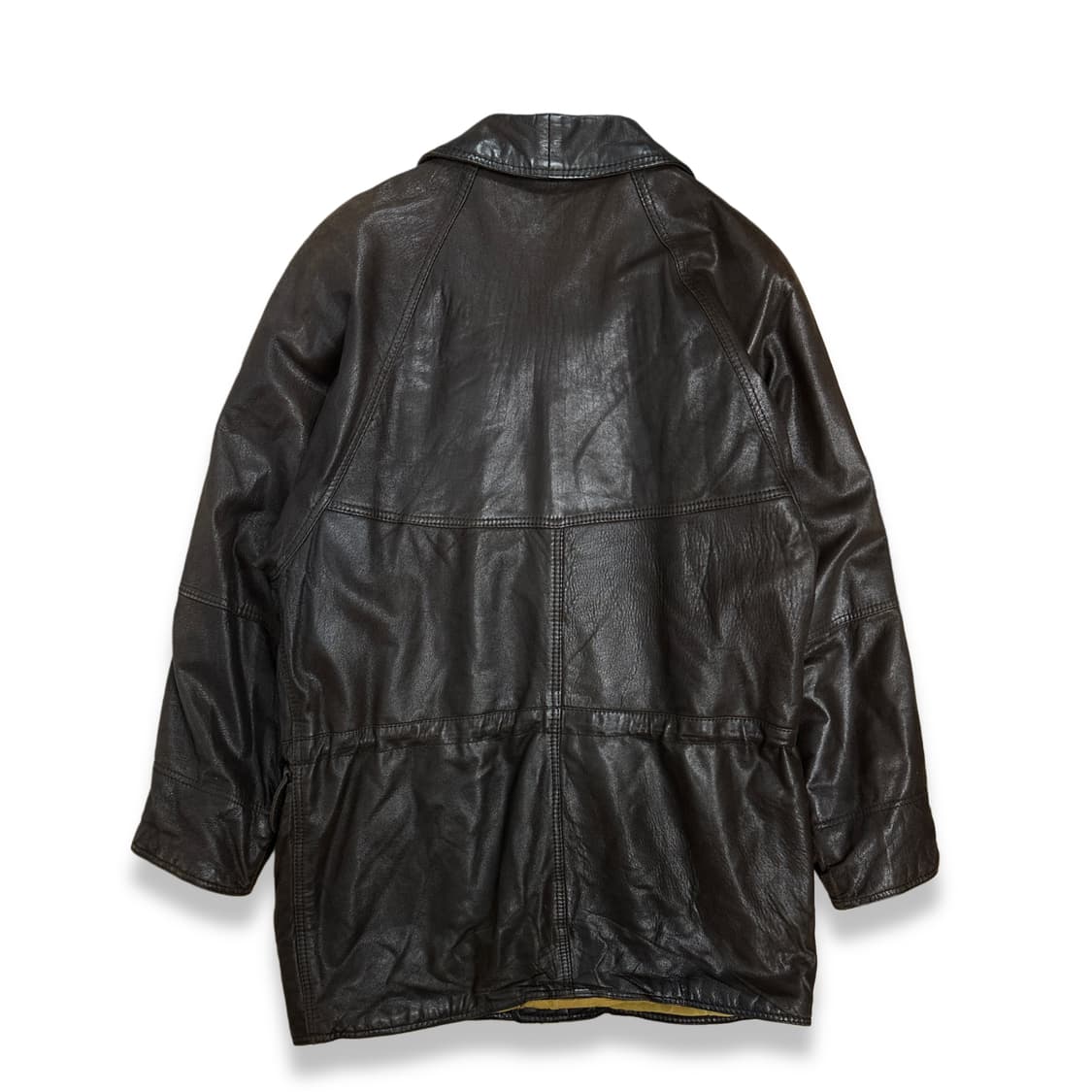 80s HUGO BOSS 브라운 레더 카코트 L 상품이미지3