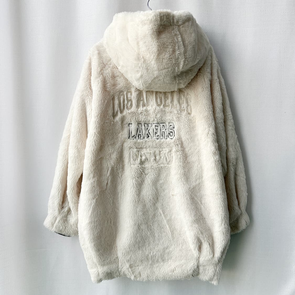 NBA LA레이커스 보아 플리스 롱 후드 집업 아이보리 XS 상품이미지1