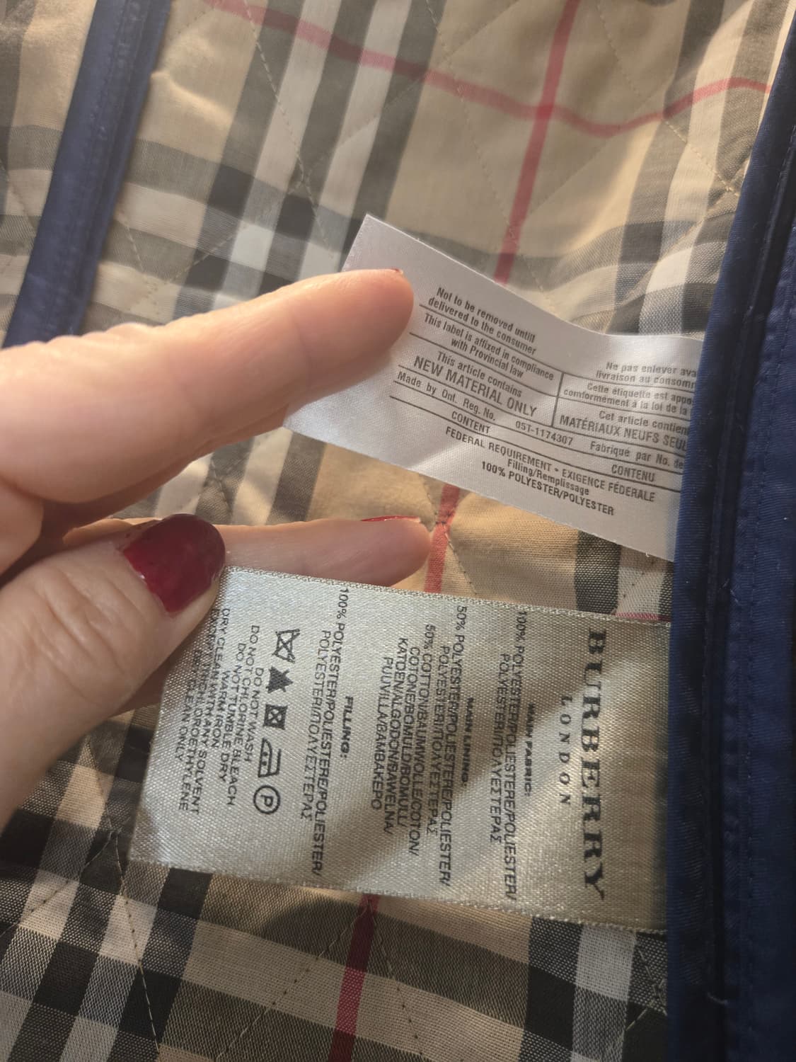 버버리 네이비 퀼팅 자켓 체크 포인트 상품이미지5