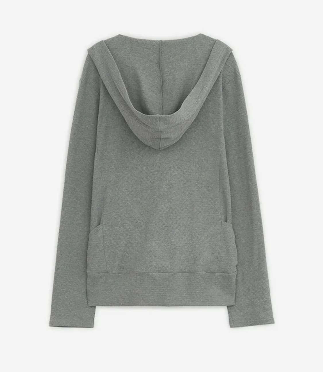 허그유어스킨 후드 리본 가디건 그레이 허유스 상품이미지2